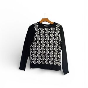 Charter Club Black and White Bird Patterned Sweater
